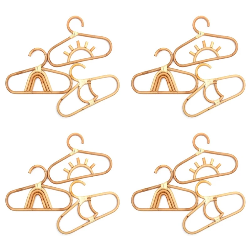 

12Pcs Rattan Kids Hanger Kids Garments Organizer Rack Hat Hanging Hook Wall Hooks Kids Room Decor Hanger