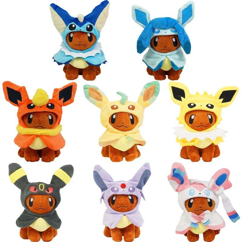 

20cm Pokemon Cute Eevee Cosplay Plush Toys Cartoon Anime Eevee Cos Sylveon Flareon Jolteon Umbreon Vaporeon Plush Doll Kids Gift
