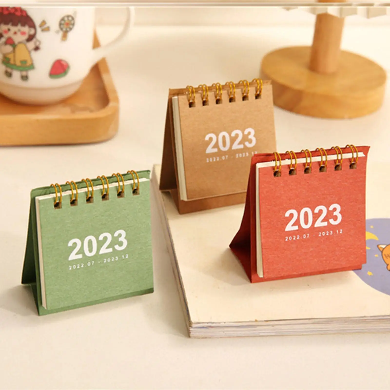 

2023 Small Fresh Calendar Creative Simple Solid Color Planner Desk Portable Calendar Calendar School Supplies Office Mini P V0A4