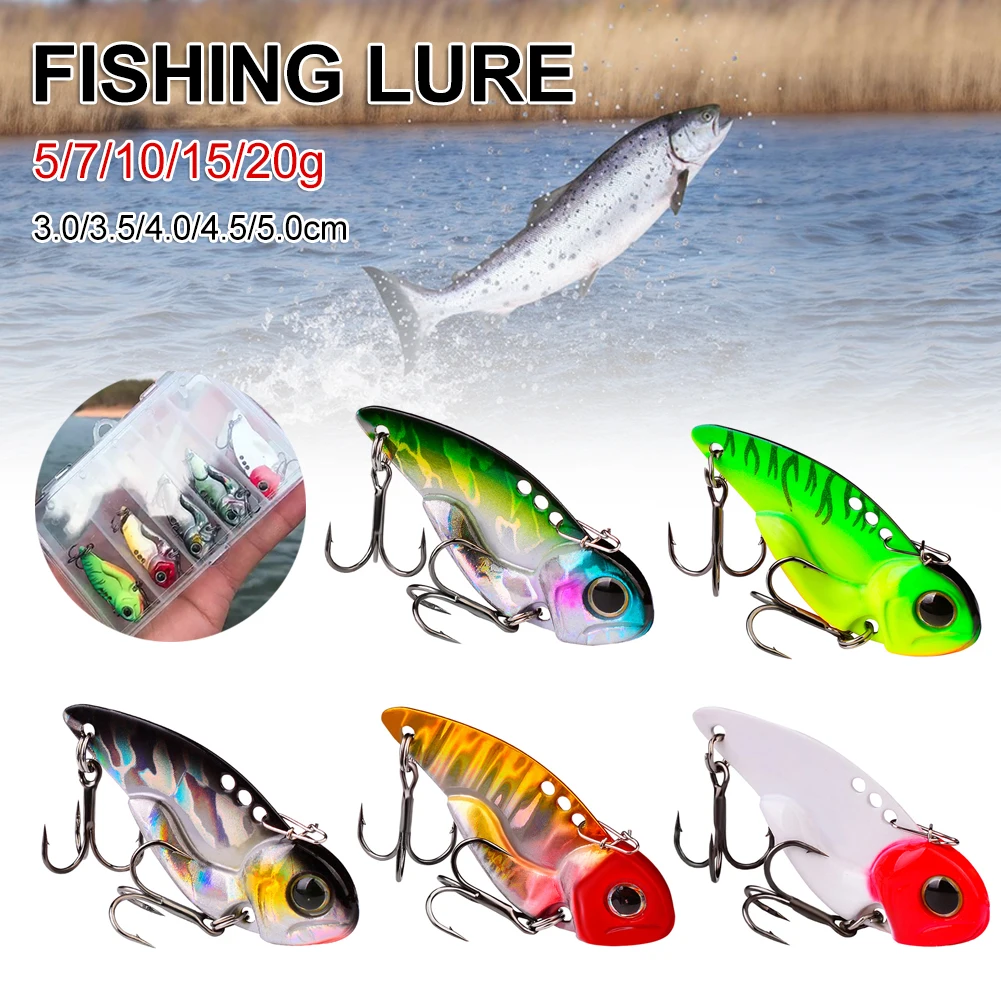 

5Pcs Fishing Lure Sinking Vibration Baits Artificial Metal Hard Bait Lifelike Swimbait for Saltwater Freshwater Fishing Tackle