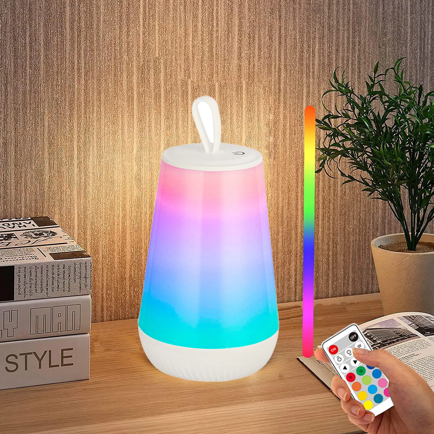 

RGB Table Lamp Touch Sensor Bedside Lamp with Handle 7 Color Changing Dimmable Led Light Bedside Sleep Lamp for Bedroom Outdoor