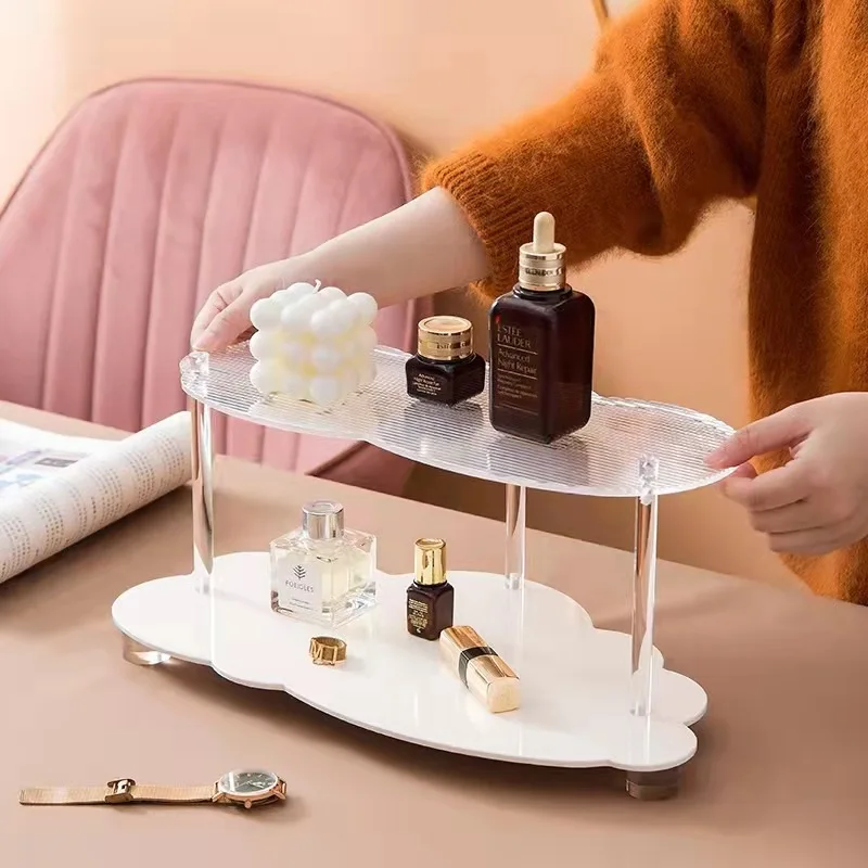 Настольный акриловый стеллаж Ins Cloud 2-х Уровневый для хранения косметики парфюма