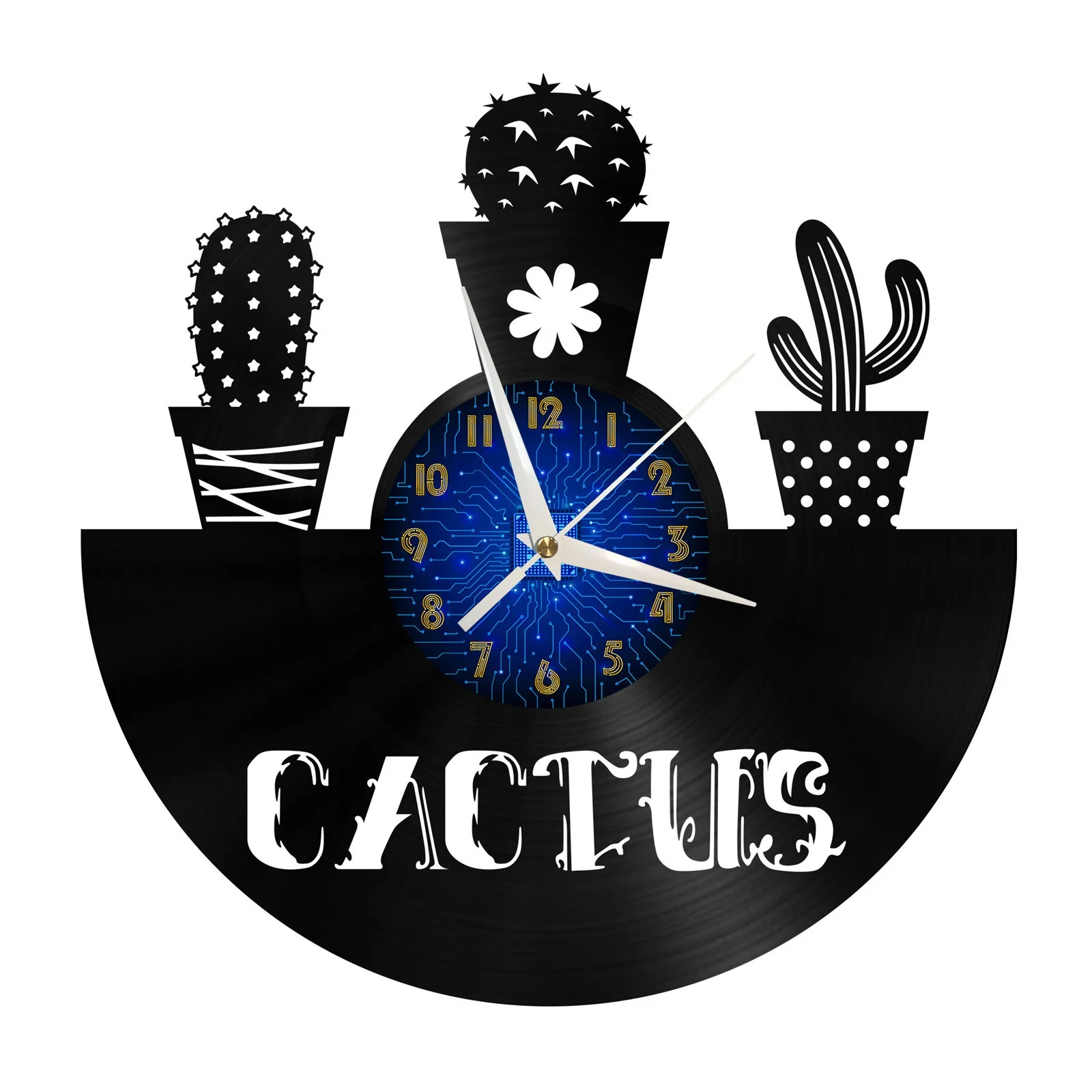

Cactus Vinyl Record Wall Clock for Kitchen Wall Decor Wall Art