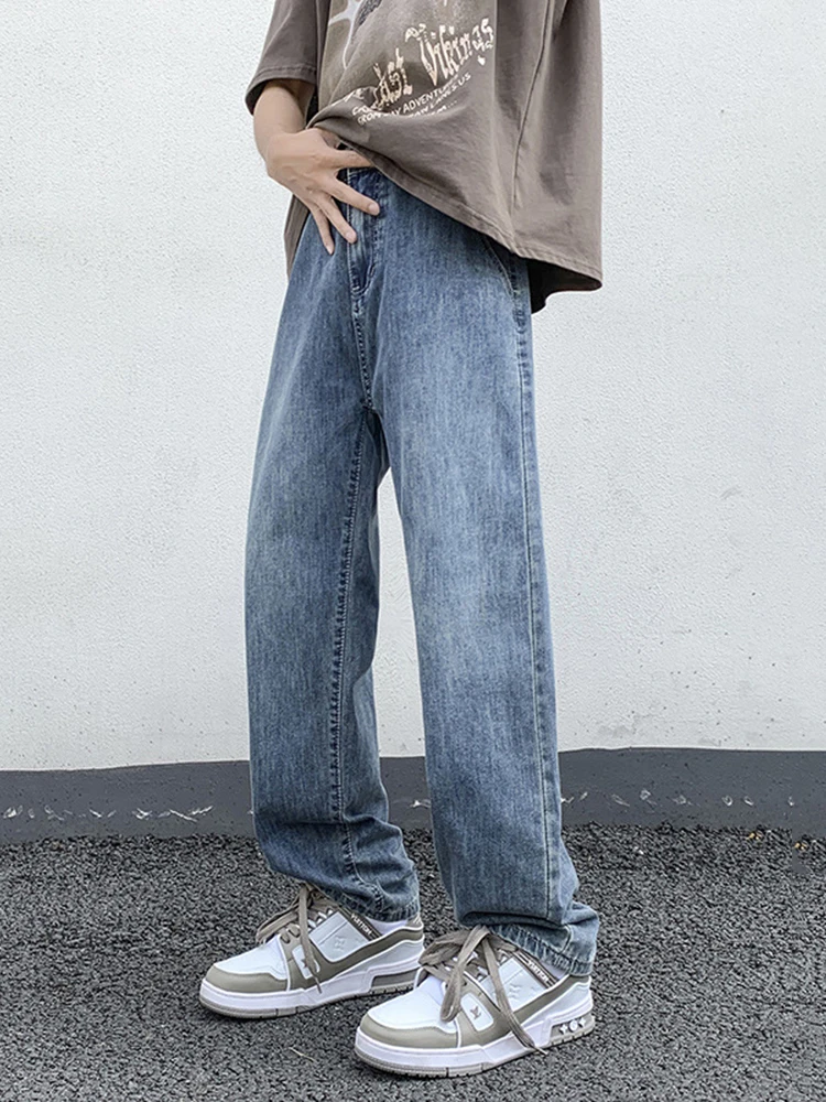 Baggy Streetwear Jeans for Men - Summer Thin Ice Silk Denim Pants with American Vibe Perfect for Street Style and Everyday Wear