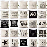 funny black white pillows case for couch soft cotton linen pillows case for living room 45x45 cm room aesthetics sofa bed chair