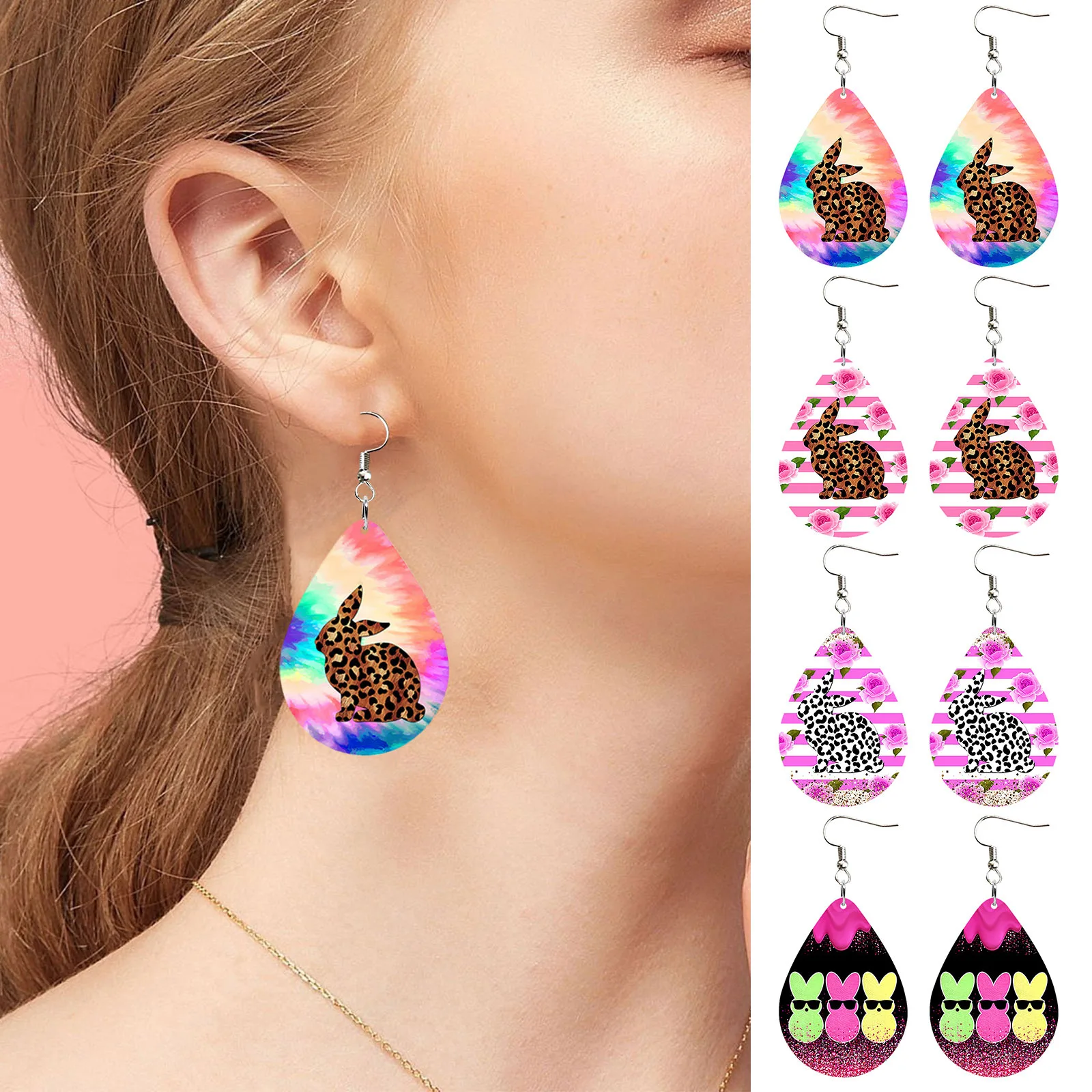 

Cartoon Acrylic Bunny Rabbit Easter Dangle Earrings for Women Easter Eggs Gnome Goblin Dwarf Radish Rabbit Easter Jewelry Gift