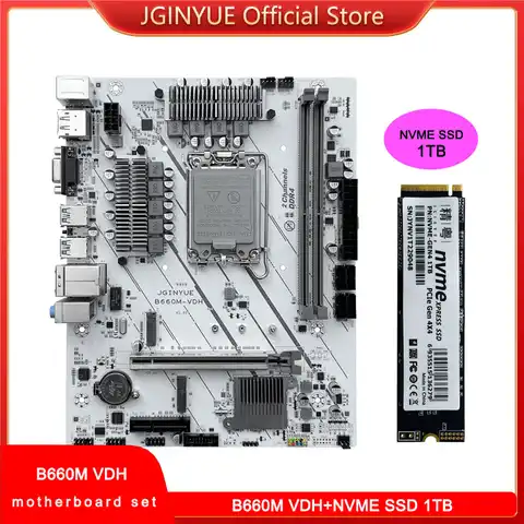 Комплект материнской платы JGINYUE B660M LGA1700, комбинированный NVME 4,0 протокол SSD, 1 ТБ памяти для рабочего стола