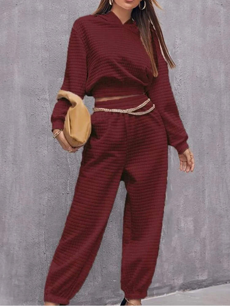 

Casual Pullover Sweatshirt&Elastic Waist Long Pant Suit Spring Summer Women Long Sleeve Solid 2Pc Sets Elegant Sportswear Outfit