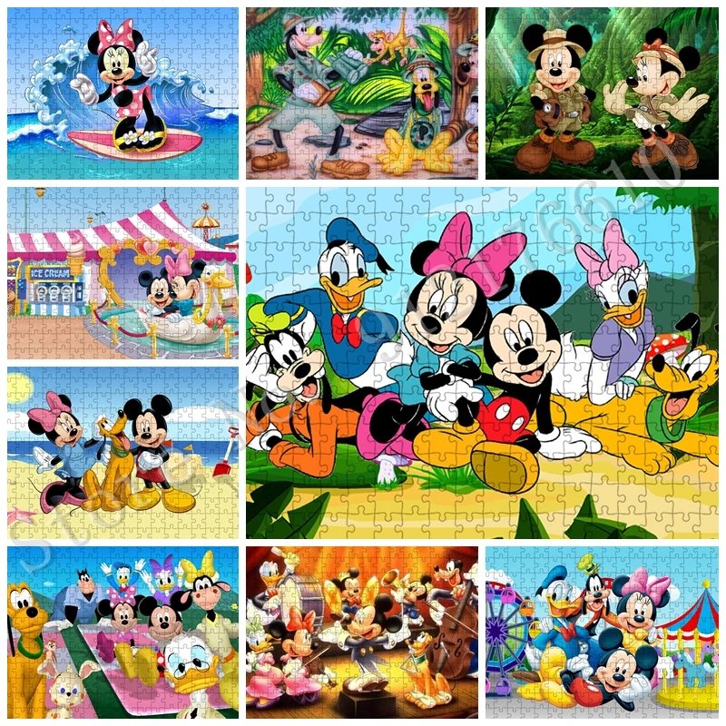 

Creative Mickey and Minnie Puzzles Nursery Art Disney Donald Duck Movie Characters 1000 Pieces Jigsaw Puzzle Decompression Decor