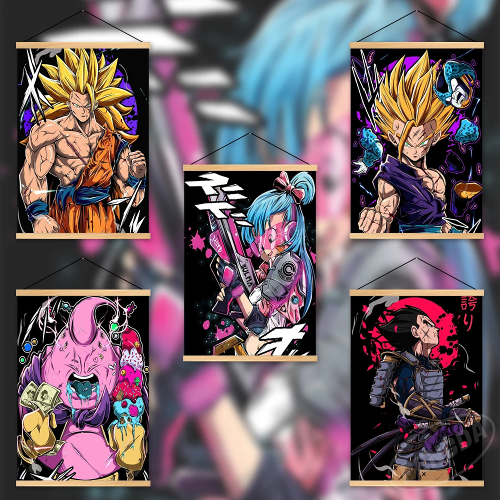 

Printed Anime Canvas Dragon Ball Poster Android 18 Home Decoration Wall Majin Buu Art Picture Vegeta IV Wooden Hanging Painting