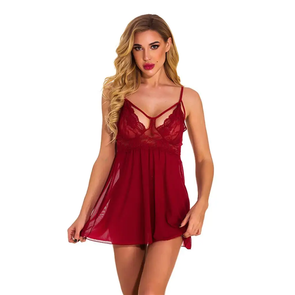 

Женское нижнее белье с застежкой спереди, кружевная сорочка с V-образным вырезом, сетчатая одежда для сна, Прозрачное платье