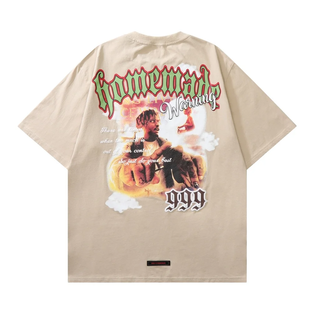 

Футболка мужская оверсайз в стиле хип-хоп, винтажная тенниска с принтом в стиле рэпера, хлопковая майка с эффектом потертости, уличная одежд...