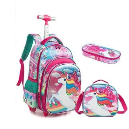 

3pcs School Wheeled bag set with lunch box Kids SchooTrolley Bag wheels Wheeled backpack for boys Travel luggage Trolley Bag