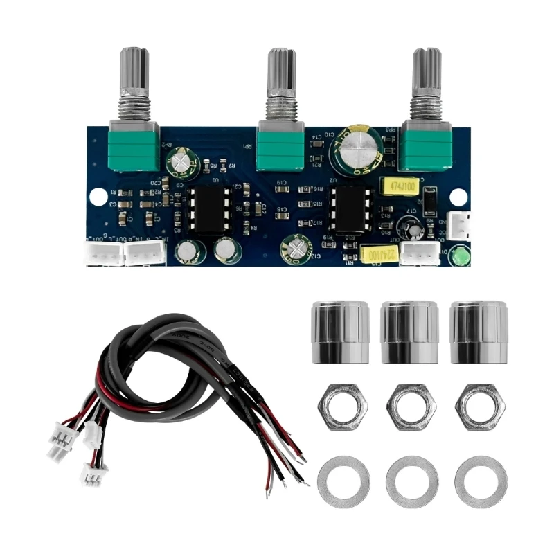 

NE5532 Двухсторонняя плата фильтра нижних частот DC10-24V Pre Stage Tone Board со светодиодным индикатором Частота 22 Гц 300 Гц