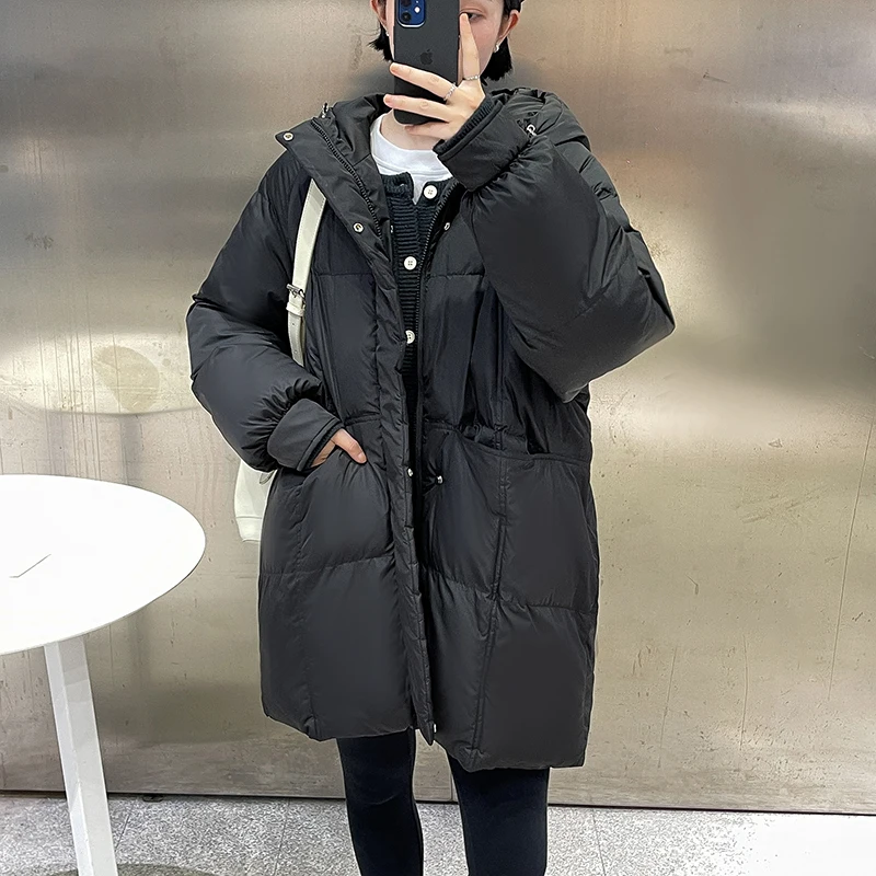 

New Fashion 2023 Autumn and Winter Hooded Thickening Age Reduction Korean Version Loose Long Sleeve Mid-length Female Trend