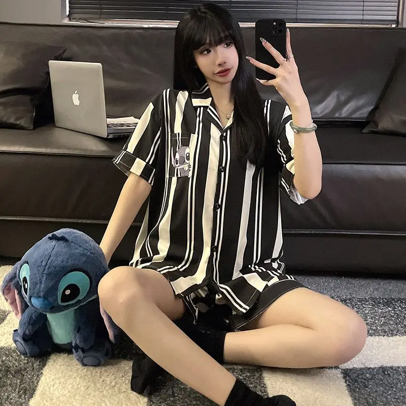 Pajama Woman Summer 2023 New Thin Short Sleeve Cotton Sweet Lady Loungewear Set