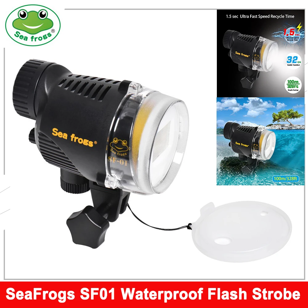 

Seafrogs SF-01 Waterproof Flash Strobe for DSLR Camera Underwater Photography for Sony A7 II A7 III Canon Nikon Panasonic Fuji