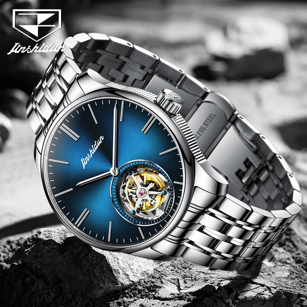 Фото Мужские часы JINSHIDUN 834 Real Tourbillon, лимитированная серия, автоматические механические часы, водонепроницаемые, оригинальные наручные часы для мужчин. №4