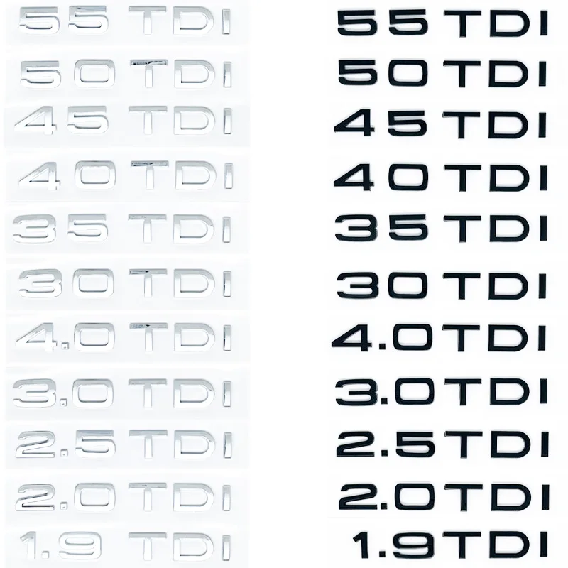 Фото 3D буквы ABS 2.0TDI 2.5TDI 3.0TDI 35TDI 40TDI 45TDI 50TDI Эмблема для Audi A1 A3 A4 A5 A6 A7 A8 Q2 Q3 Q5 Q7 Наклейка на багажник автомобиля №2