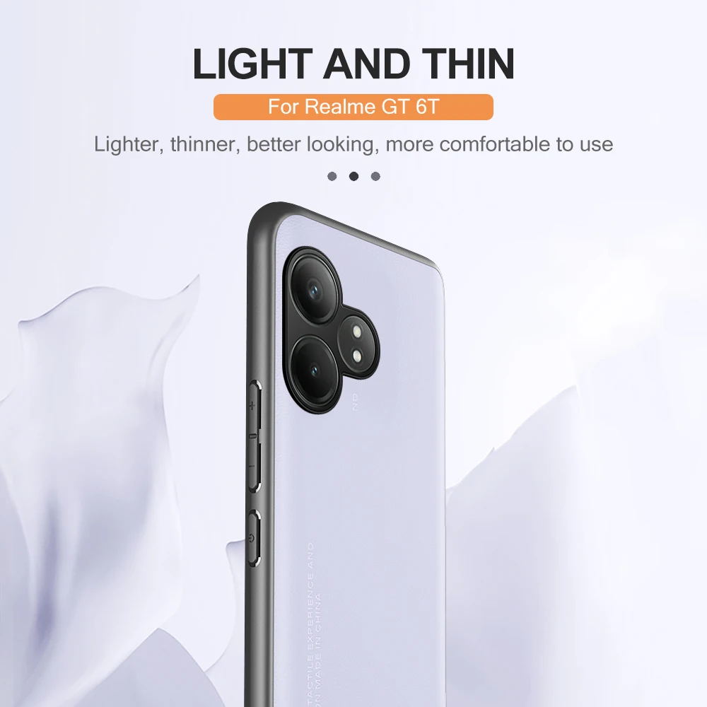 Гладкая кожаная искусственная кожа для Realme GT 6 T мягкая рамка из ТПУ защитные