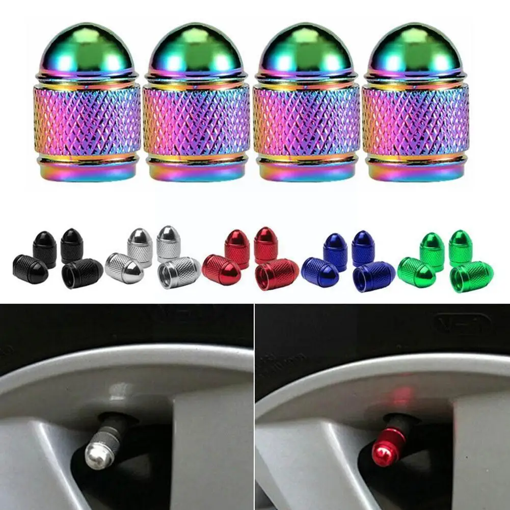 

4PCS Aluminum Alloy Car Wheel Tire Valve Caps Tyre Rim Stem Covers Airdust Waterproof For Automobiles Motorcycles Trucks Bi B9T4