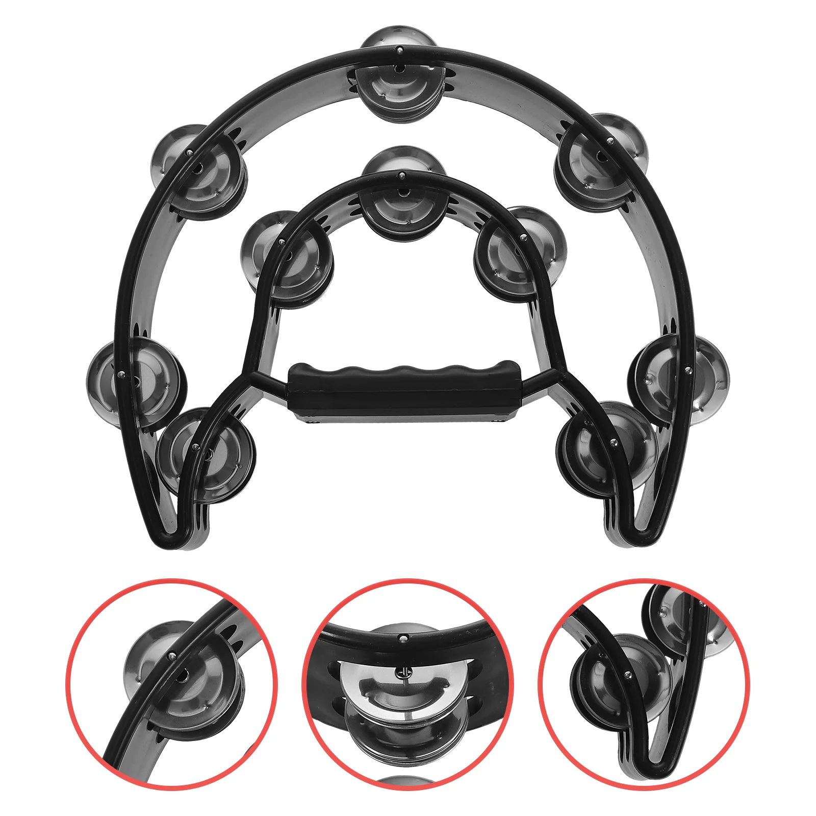 

Double Row Tambourine Half Moon Metal Musical Jingles Tambourine Hand Held