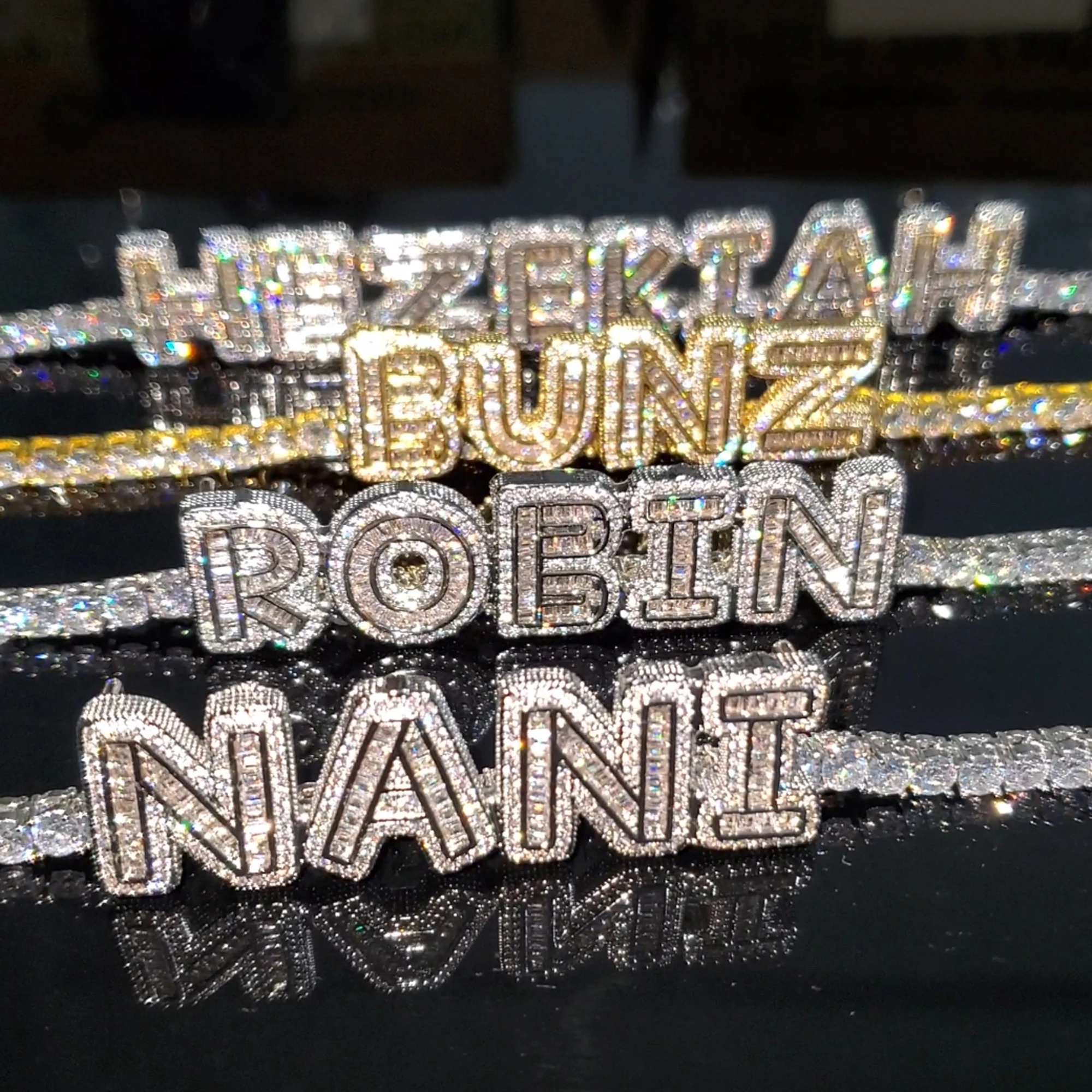 Personalised Nameplat Letters Choker Icy Tennis Chain Custom Name Necklace Birthday Gifts for Her Hot Trendy Accessories