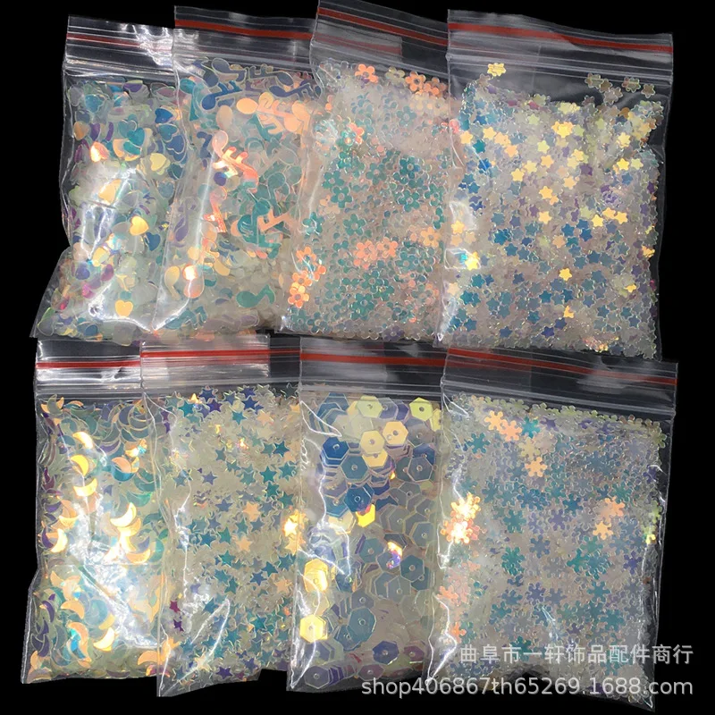

Moon sequins, golden lights, magic drops, plastic materials, nail glitter jewelry, diy ornament accessories stickers