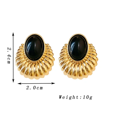 Серьги-гвоздики guangtuo золотые с акриловыми бусинами