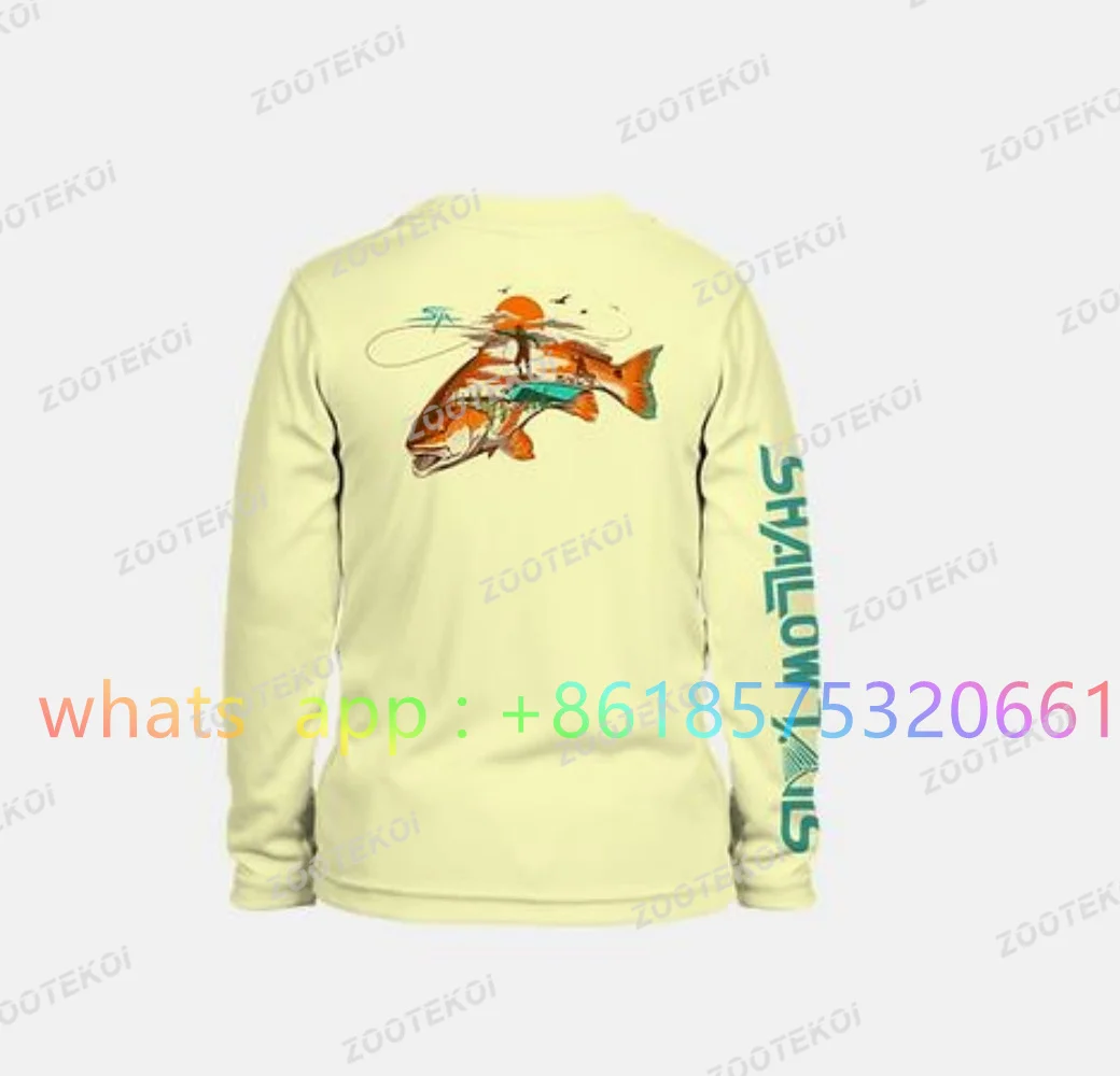 

Shallow Tails 2022 Kids T-shirt Performance Long Sleeve Fishing Clothing Camisa De Pesca Print Children's Fishing Shirt