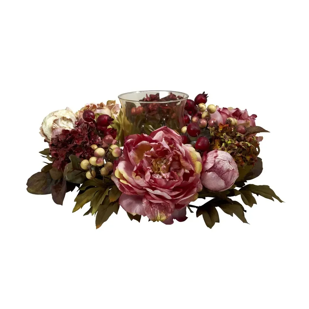 

Artificial Flower Peony and Hydrangea Candelabrum, Red