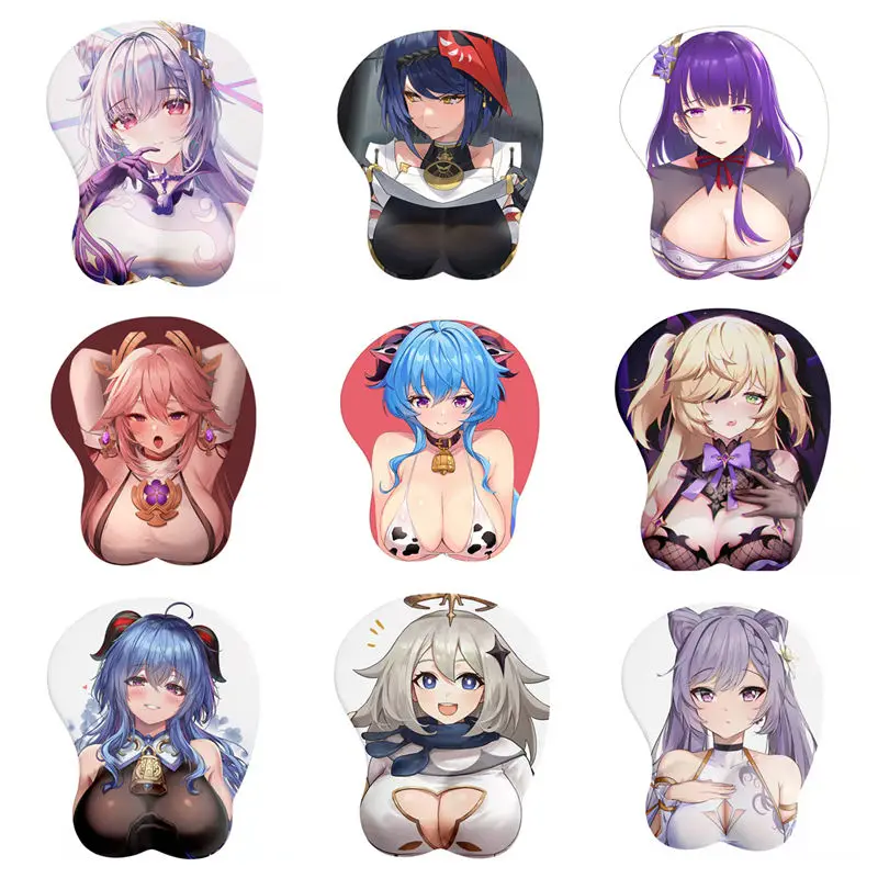 

Genshin Impact 3D Oppai Mouse Pad with Wrist Rest Ganyu Keqing Paimon Fischl Silicone Gel Sexy Mouse Mat Mousepad