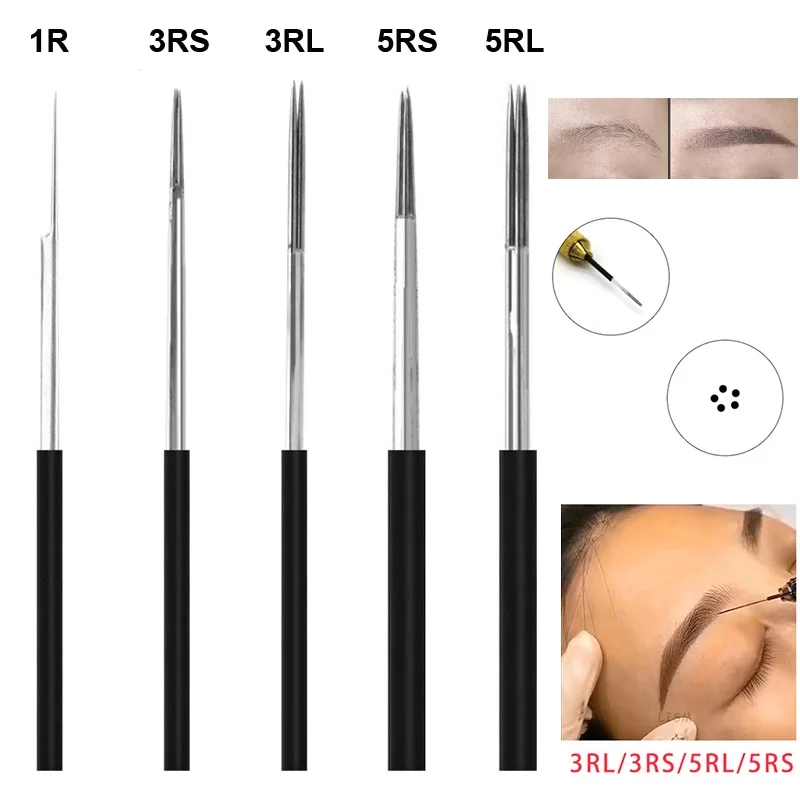 

50Pcs Microblading Round Tattoo Needles Permanent Makeup Fog Shading Circular Needle 3D Eyebrow Embroidery For Manual Tattoo Pen