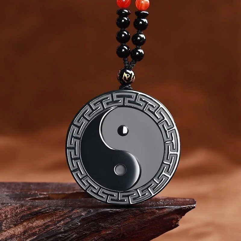 Natural Hetian Jade Four Divine Beasts Eight Trigrams Pendant Necklace Jewelry Men Gifts Lucky Carved Fashion Women Amulet