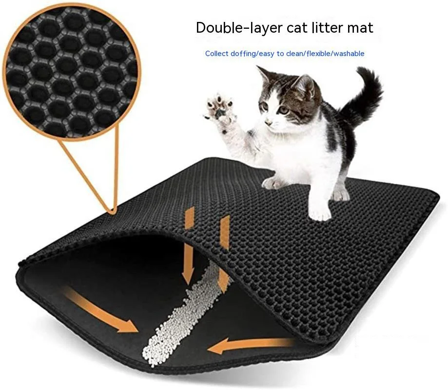 

Pet Cat Litter Mat Honeycomb Waterproof EVA Double Layer Cat Litter Trapping Pet Litter Box Mat Easy Clean Washable Mat