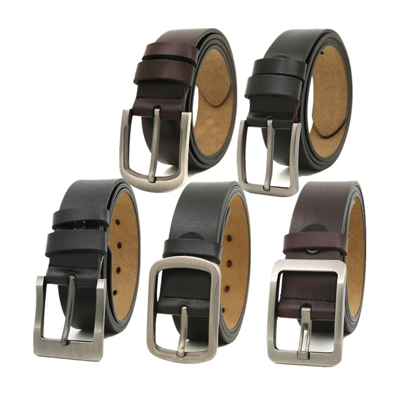 High Quality Men'S Leather Belt Design Vintage Cowhide Pin Buckle Belt Fashion Youth Leisure Travel Personality Belt A3370