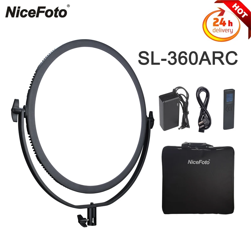 NiceFoto SL-360ARC 70W Ring светодиодный Video светильник 3200-6500K High CRI TLCI Studio Photo photography Fill светильник с кронштейном и сумкой