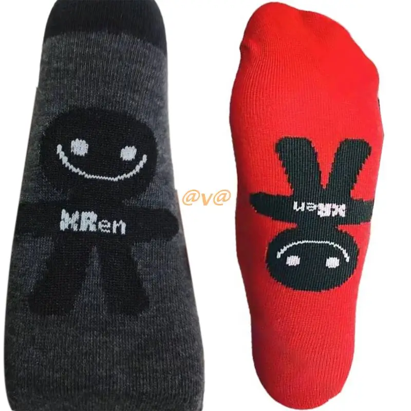 

Chinese New Year Cotton Crew Socks Step On Villain Remove Bad Luck Cartoon Little Man Print Novelty Funny Hosiery Gifts