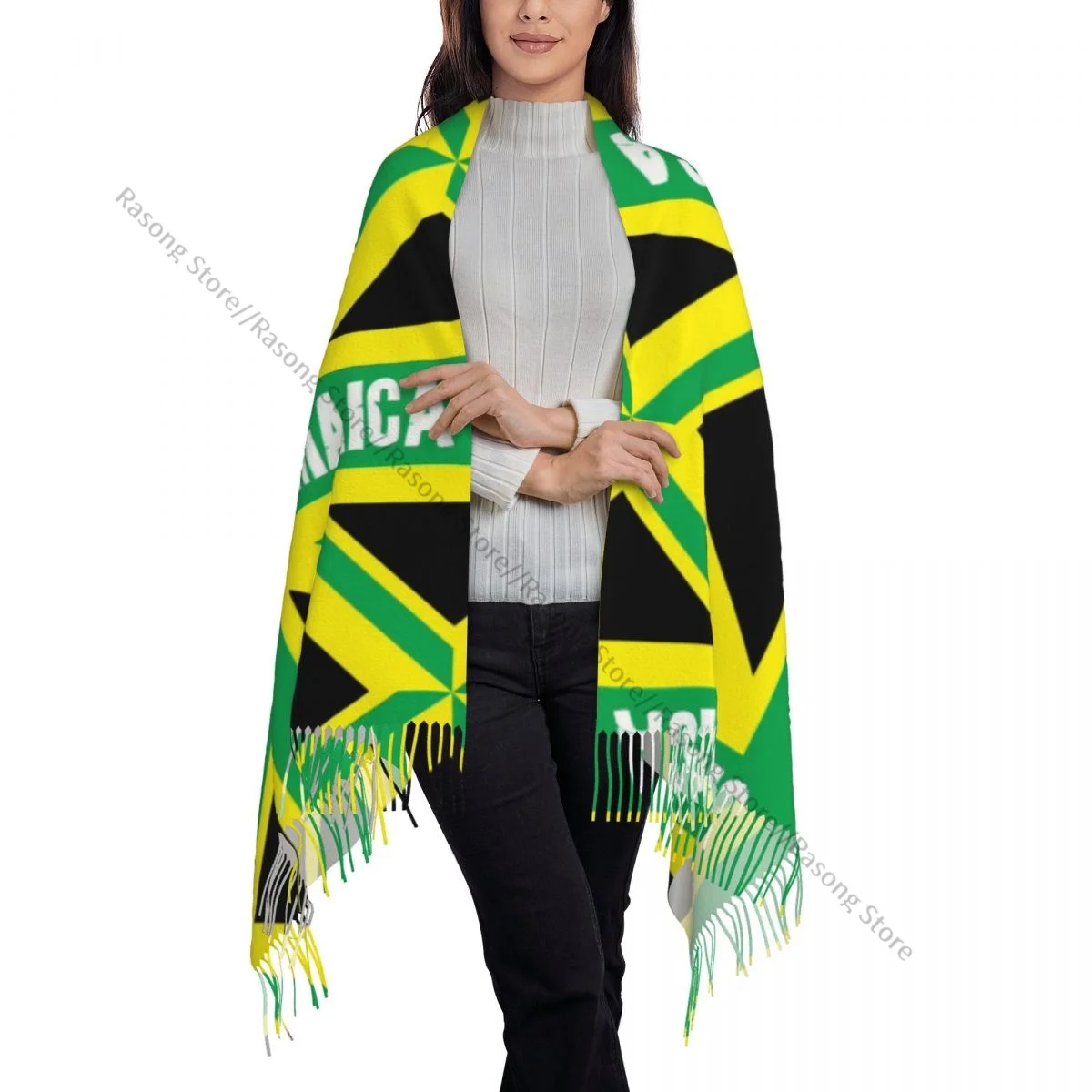 Шарф с кисточками большой зимний женский кашемировый шарф 196*68 см из пашмины