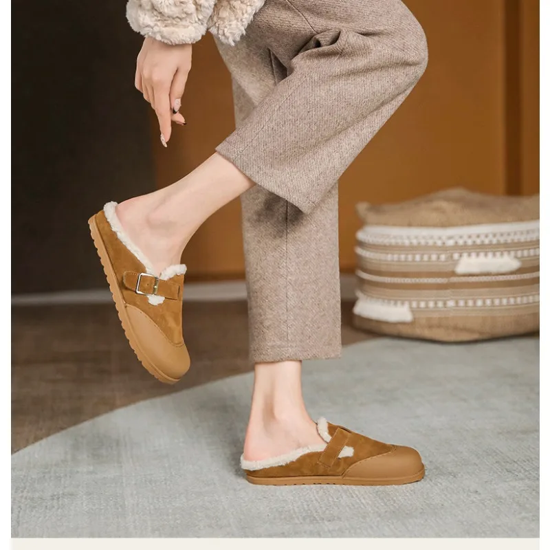 Женские резиновые туфли из воловьей кожи на толстой подошве новинка зимы 2021