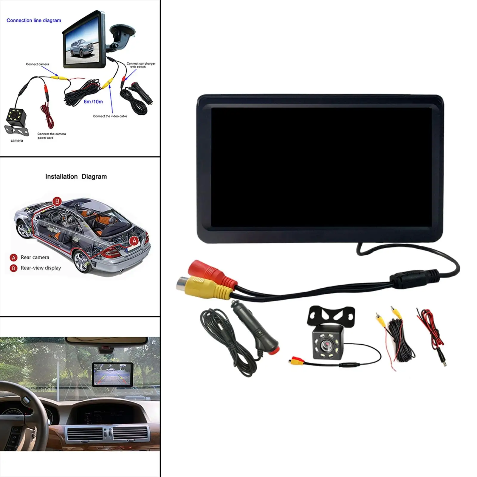 

Экран монитора заднего вида 7,0 дюйма цветной резервный угол 170 ° круглая камера комплект для грузовика