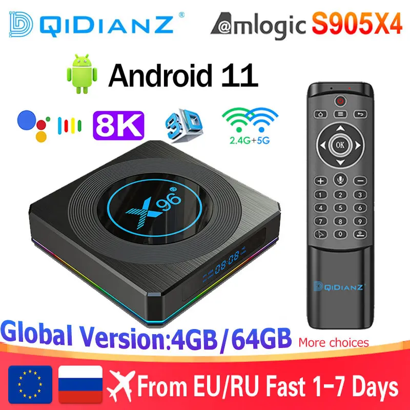 2022 ТВ-приставка android smart TV BOX X96 X4 Android 11 Amlogic S905X4 8K Dual Wifi BT медиаплеер Play Fast