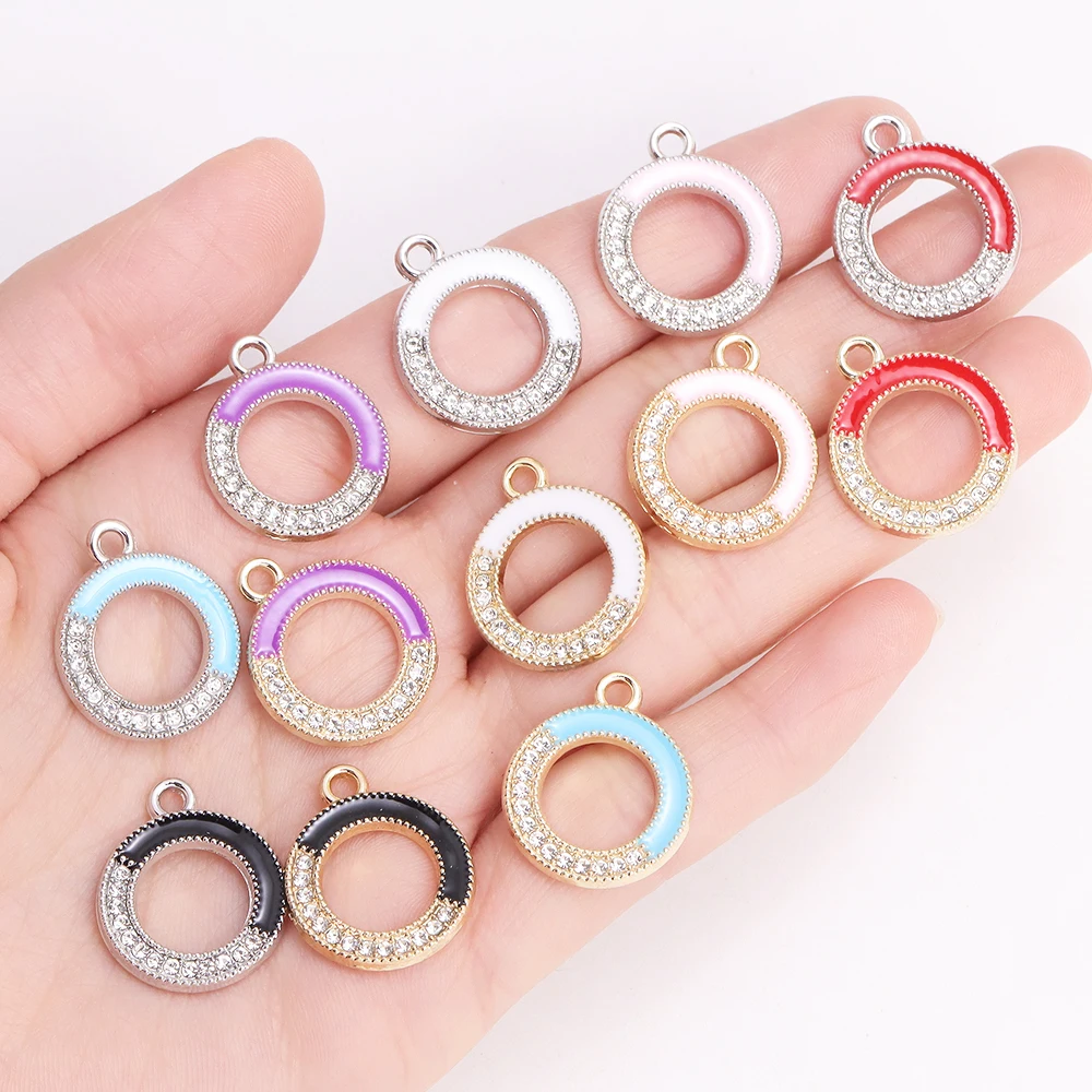 10 шт. круглые подвески с эмалью 21 х17 мм