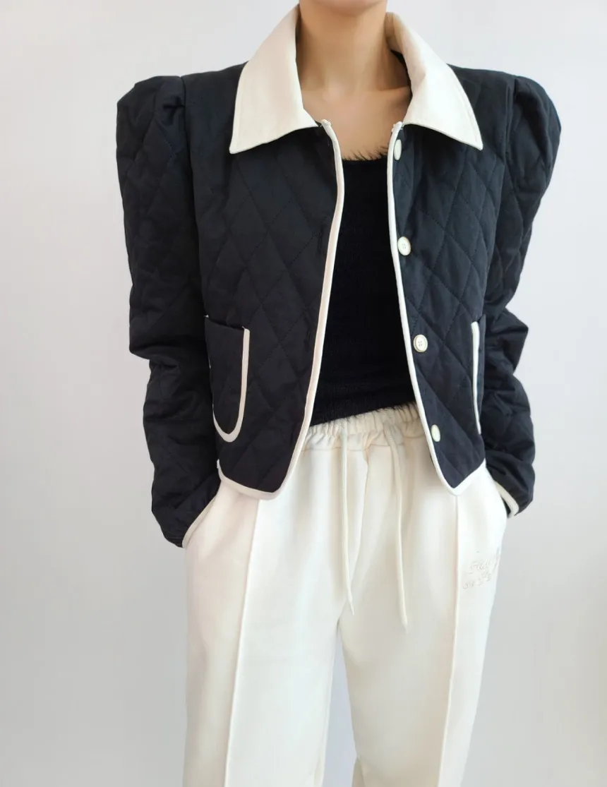 2022 Office Wear Puff Sleeve Slim Fashion Coats Cotton-padded Jackets Women Stylish Winter High Street Chic Gentle