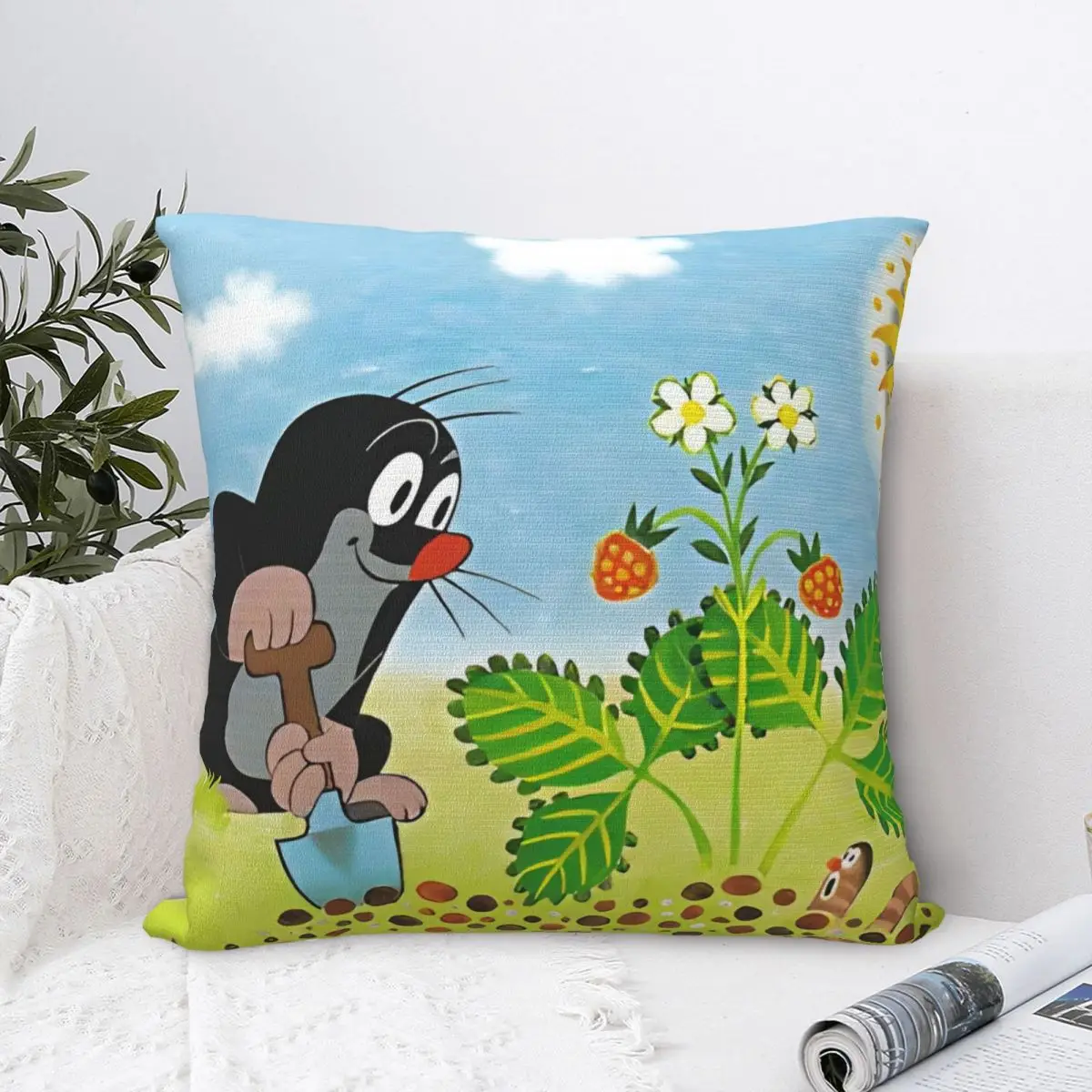 Plant Flower Cojines The Little Mole Throw Pillow Case Cushion Covers Home Sofa Chair Decorative Backpack