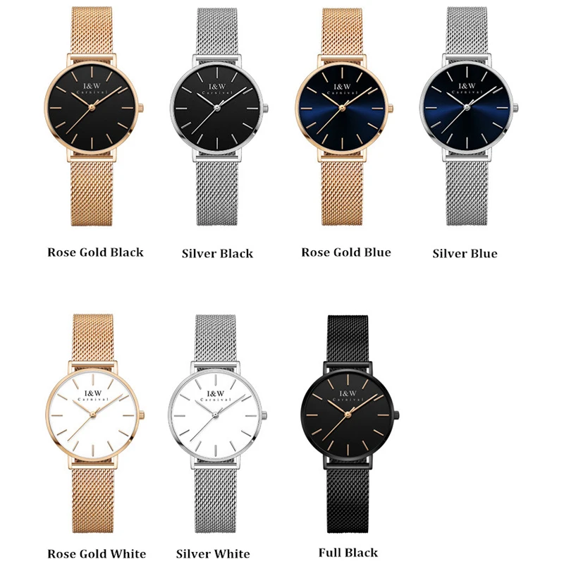 CARNIVAL Brand Fashion Watch For Women Luxury Bracelet Quartz Watches Waterproof Rose Gold Stainless Steel Ultra Thin 6mm Reloj enlarge