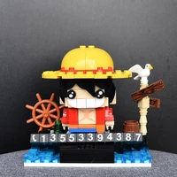 anime monkey d luffy parking number plate building block head one piece bricks move the car plate assemble toys for gifts
