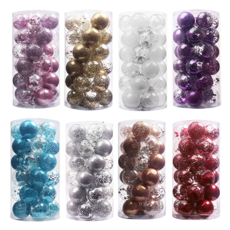 

Украшения в виде рождественских шаров 30 шт./корт. Для рождественской елки, украшения для рождественской елки, пластиковые прозрачные шары