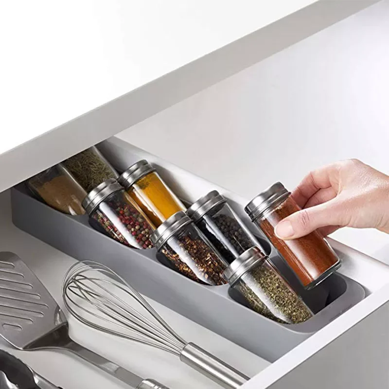 

8 Grids Spice Rack Cupboard Organizer Spice Storage Racks Utensils for Pantry Kitchen Seasoning Jar Spice Organizer In Drawer