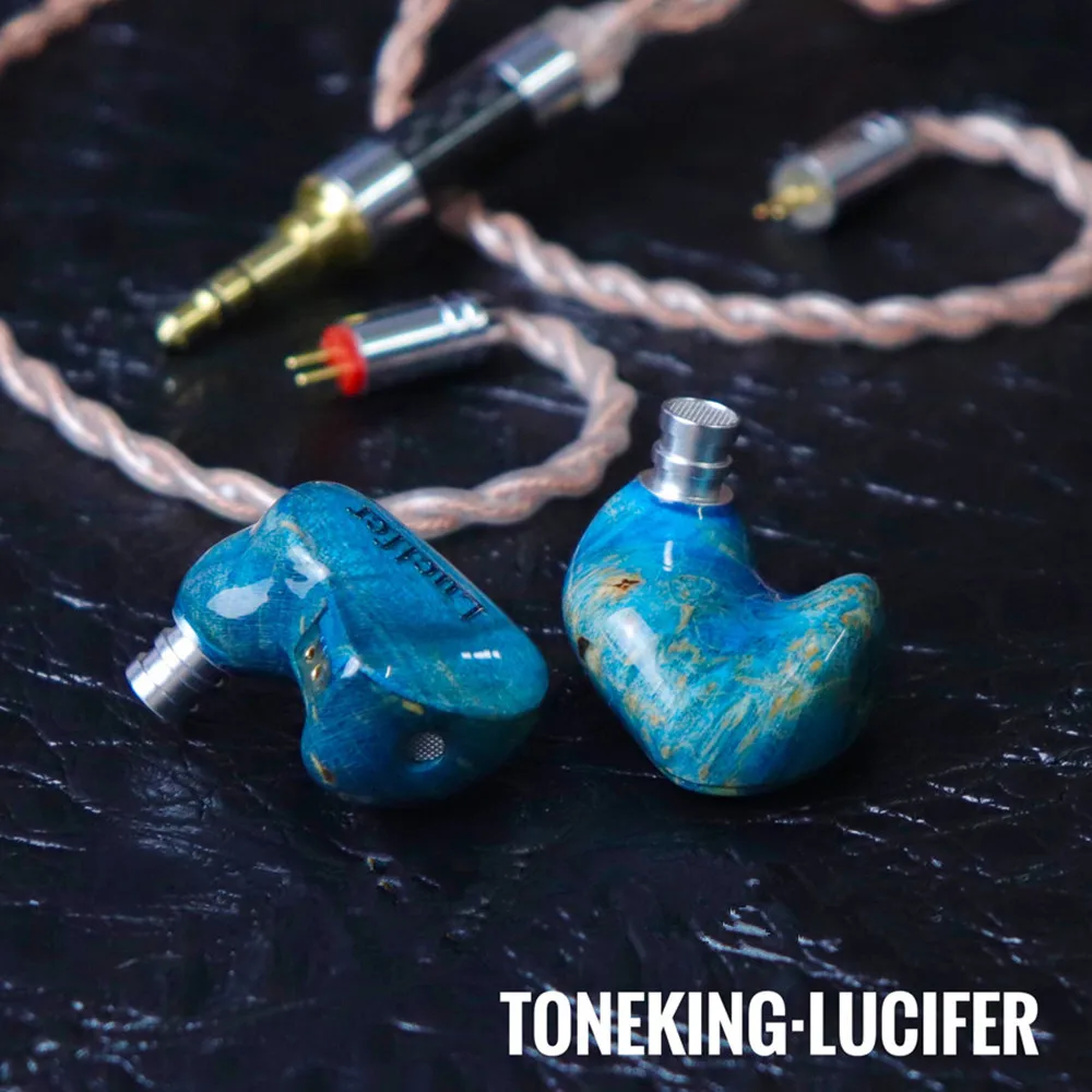 

Гарнитура TONEKING LUCIFER с динамическим драйвером, диафрагма из волокна, 3D Hi-Fi музыкальный монитор, DJ-гарнитура из массива дерева с 2-контактным кабелем 6N OCC